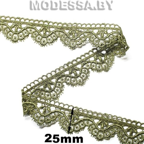 3199 кружево синтетическое Ц:40 Оливковый 25мм