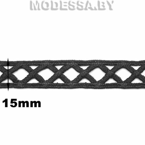 41740.9 кружево синтетическое (100% полиэстер) Ц:Чёрный 15мм