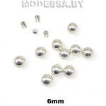Бусина пластм. б/отверстия d6мм Ц:1 Серебро