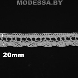 A7020 кружево хлопковое Ц:Белый 20мм