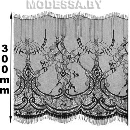 9 S кружево синтетическое 100% полиамид (1лента=3м) Ц:Чёрный 300мм