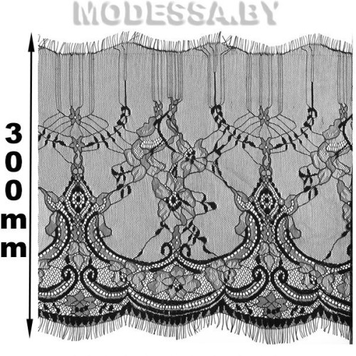 9 S кружево синтетическое 100% полиамид (1лента=3м) Ц:Чёрный 300мм
