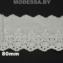 DF0320747 вышивка в лентах (100% хлопок) Ц:Молочный 80мм