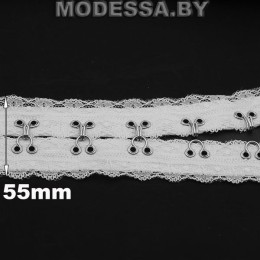 40725.6 лента текстильная декоративная с мет. крючком Ц:Белый 55мм