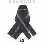 Молния металл тип2 14см 1бегунок Ц:Чёрный/Золото