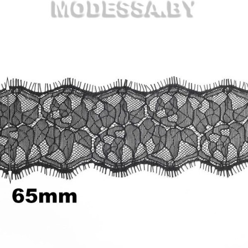 А 010 кружево синтетическое 100% полиамид (1лента=3м) Ц:Чёрный 65мм