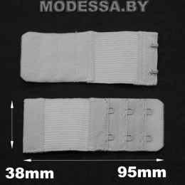 застёжка текстильная для бюстгальтера 3*2*3.8-04 резинка Ц:Белый