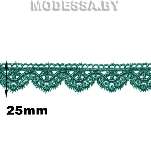 3199 кружева синт 2.5 см (9 м) Ц:Зелёный